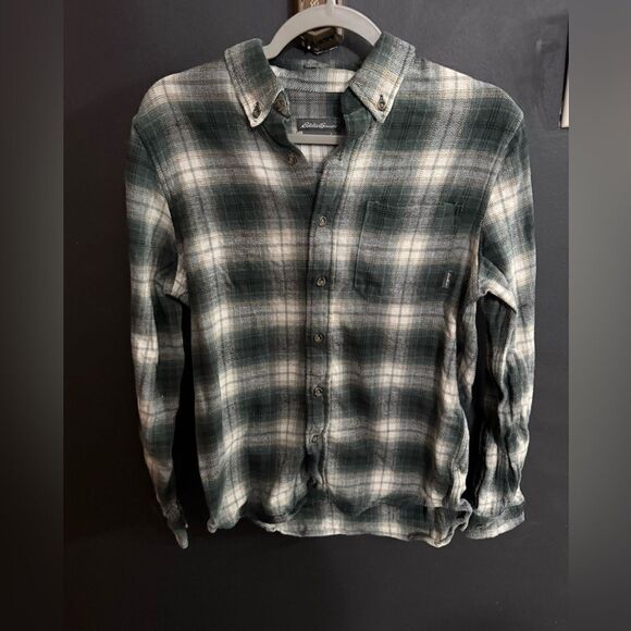Eddie Bauer Men's Everyday Flannel Shirt Highlands Olive Size Small - Picture 2 of 9